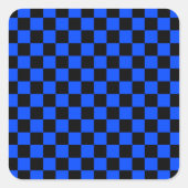 Blue and black checkerboard pattern quadratischer aufkleber (Vorderseite)