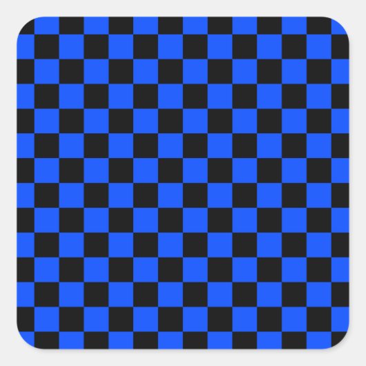 Blue and black checkerboard pattern quadratischer aufkleber (Vorderseite)