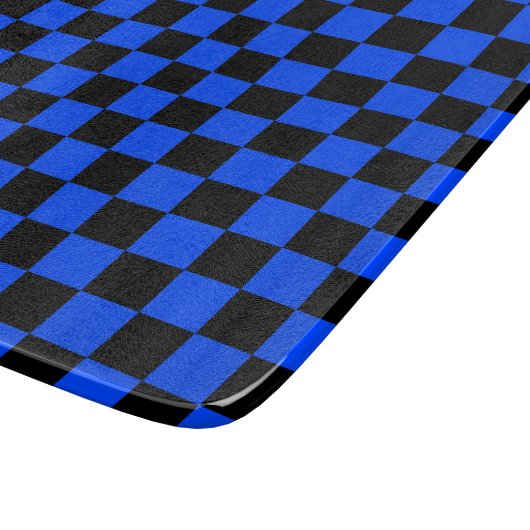 Blue and black checkerboard pattern schneidebrett (Ecke)
