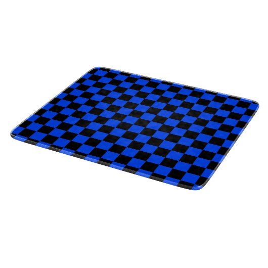 Blue and black checkerboard pattern schneidebrett (Ecke)