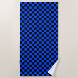 Blue and black checkerboard pattern strandtuch