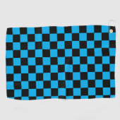 Blue and Black Checkered Print Golfhandtuch (Horizontal)
