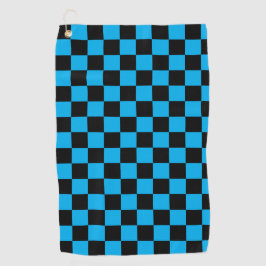 Blue and Black Checkered Print Golfhandtuch