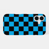 Blue and Black Checkered Print iPhone 16 Hülle (Rückseite (Horizontal))