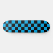 Blue and Black Checkered Print Skateboard (Horizontal)