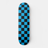 Blue and Black Checkered Print Skateboard (Vorderseite)
