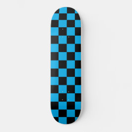 Blue and Black Checkered Print Skateboard