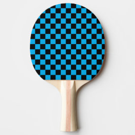 Blue and Black Checkered Print Tischtennis Schläger