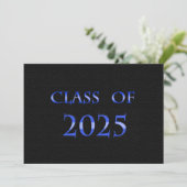 Blue and Black Class of 2025 Card Einladung (Stehend Vorderseite)