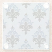 Blue and Black Classic Damask style Glasuntersetzer (Rückseite)