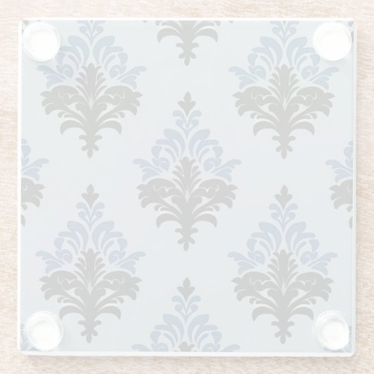 Blue and Black Classic Damask style  Glasuntersetzer (Rückseite)