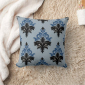 Blue and Black Classic Damask style  Kissen (Decke)