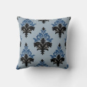Blue and Black Classic Damask style  Kissen (Rückseite)