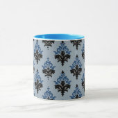 Blue and Black Classic Damask style Tasse (Zentrum)