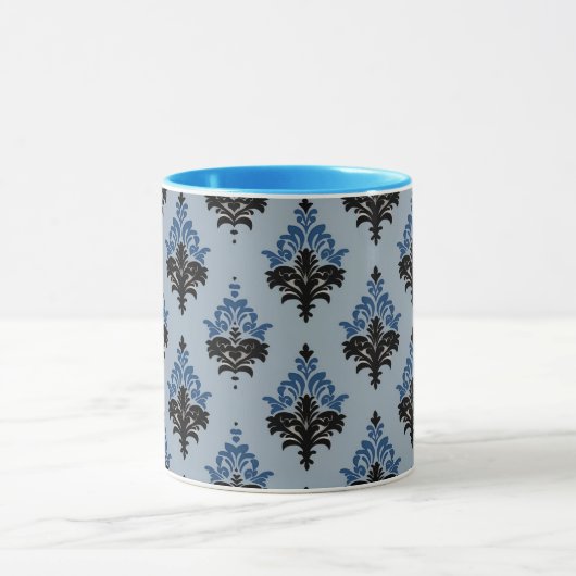 Blue and Black Classic Damask style Tasse (Zentrum)
