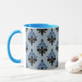 Blue and Black Classic Damask style Tasse