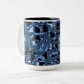 Blue and Black Computer Circuits Coffee Tasse (Vorderseite Links)