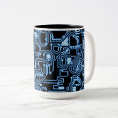 Blue and Black Computer Circuits Coffee Tasse (VorderseiteRechts)