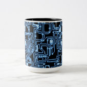Blue and Black Computer Circuits Coffee Tasse (Mittel)