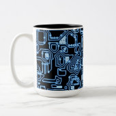 Blue and Black Computer Circuits Coffee Tasse (Links)