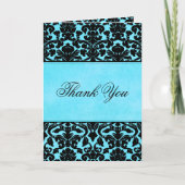 Blue and Black Damask Danke, Card Dankeskarte (Vorderseite)