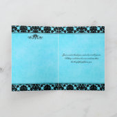 Blue and Black Damask Danke, Card Dankeskarte (Innenseite)