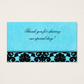 Blue and Black Damask Wedding Favor Tag (Rückseite)