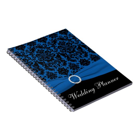 Blue and Black Damask Wedding Planner Notebook Notizblock (Rechte Seite)