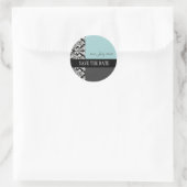 Blue and Black Damask Wedger Stickers (Tasche)