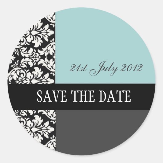 Blue and Black Damask Wedger Stickers (Vorderseite)