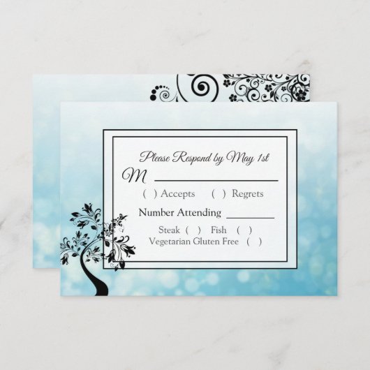 Blue and Black Decorative Tree UAWG Postkarten (Vorne/Hinten)