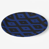 Blue and black diamond pattern pappteller (Schrägansicht)