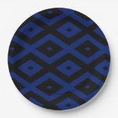 Blue and black diamond pattern pappteller (Vorderseite)
