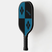 Blue and Black Diamonds | Custom Modern Geometric Pickleball Schläger (Links)