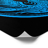 Blue and Black Dragon Phoenix Yin Yang Poster (Ecke)