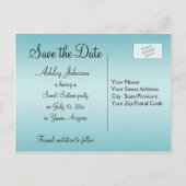 Blue and Black Floral Save the Date Postcard Ankündigungspostkarte (Rückseite)
