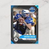 Blue and Black Football Trading Card mit Statistik Telefonnummerkarte (Vorderseite)