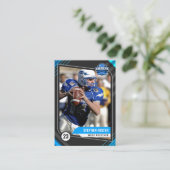 Blue and Black Football Trading Card mit Statistik Telefonnummerkarte (Stehend Vorderseite)