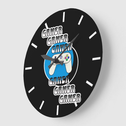 Blue and Black Gamer | Video-Controller Große Wanduhr (Winkel)