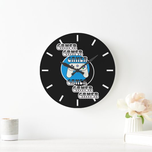 Blue and Black Gamer | Video-Controller Große Wanduhr (Zuhause)