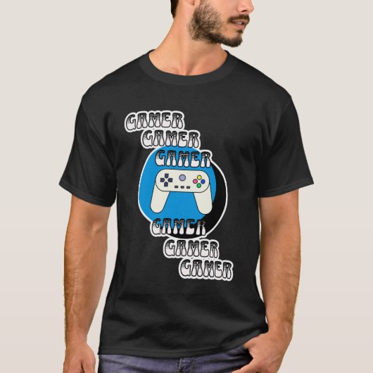Blue and Black Gamer | Video-Controller T-Shirt (Vorderseite)