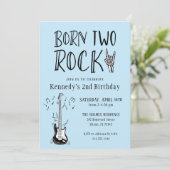 Blue and Black Geboren Two Rock Guitar 2. Geburtst Einladung (Stehend Vorderseite)