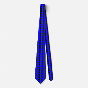 Blue and Black Gingham Style Tie Krawatte