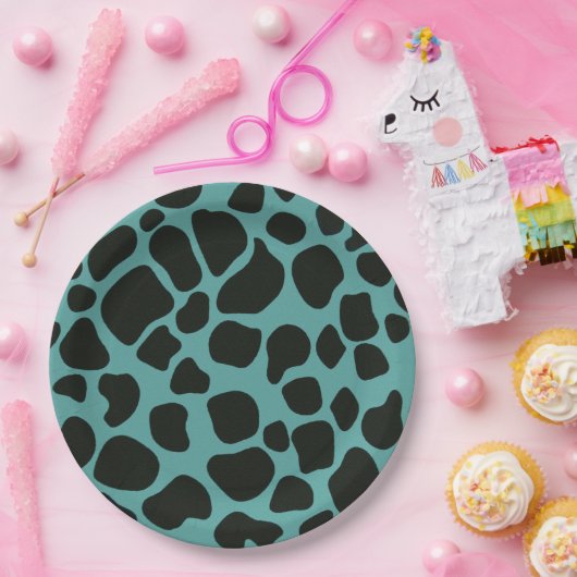 Blue and Black Giraffe Pappteller (Party)