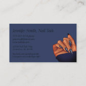 Blue and Black Glitzer Nail Tech Visitenkarte (Rückseite)