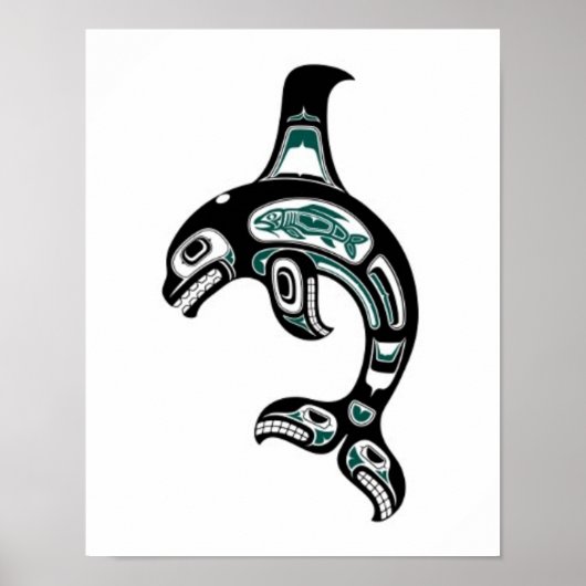 Blue and Black Haida Spirit Killer Whale Poster (Vorne)