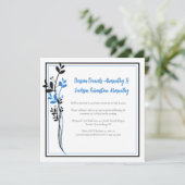 Blue and Black Modern Botanical Reception Only | Einladung (Stehend Vorderseite)