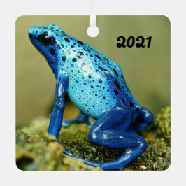 Blue and Black Poison Dart Frosch Ornament Aus Metall
