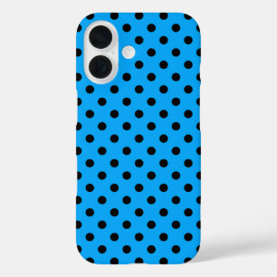 Blue and Black Polka Dots iPhone 16 Hülle