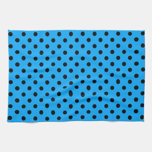 Blue and Black Polka Dots Geschirrtuch (Horizontal)